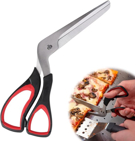 Professionele pizzaschaar - lemmet van roestvrij staal - multifunctionele pizzasnijder - zachte ergonomische handgreep - lengte 27 cm - zwart - ideaal voor pizza en salades