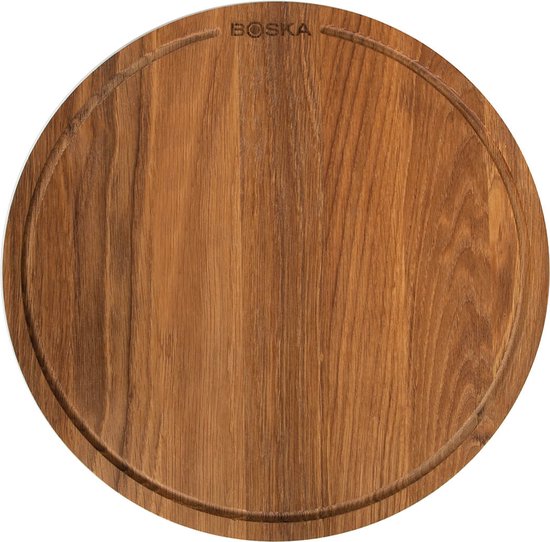 Boska Pizzaplank Friends L - BBQ Accessoires - Eikenhout - Handige opvanggeul - Ø 34 cm