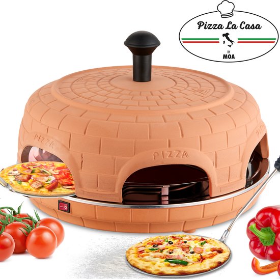 MOA Pizza Oven voor 6 Personen - 6 Bakspatels - Terracotta Koepel - RVS Bakplaat