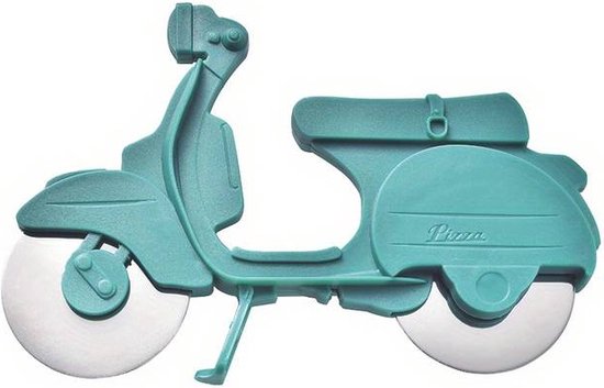 Mako Pizzasnijder Scooter - Groen - Pizza Snijder - Pizzasnijder Vespa - Pizzames - Pizza Accessoires - Pizza Cadeau - Pizzasnijder Fiets
