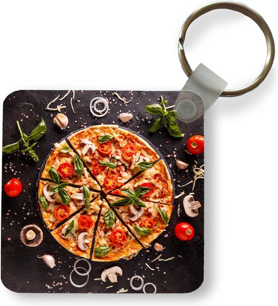 Sleutelhanger - Uitdeelcadeautjes - Pizza - Groente - Kruiden - Keuken - Industrieel - Plastic