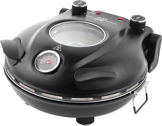 Cherrys Finds - Pizza Maker - Pizza Oven - Klaif Elektrische Pizza Maker - Vlambestendige Stenen Plaat 420 ℃ 1200W 32cm - Temperatuurniveaus - Pizzaoven - 5 Afzonderlijke Temperatuurniveaus - 32cm
