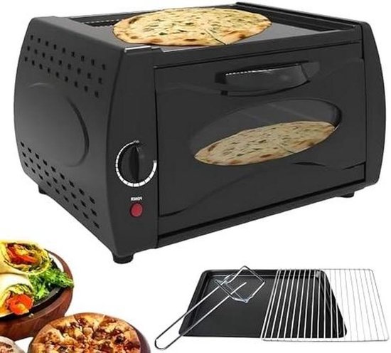 Tandoor Oven Mini - Pizza Roti Maker - Thuis Koken - Dubbele Kookcapaciteit - 12L - Zwart