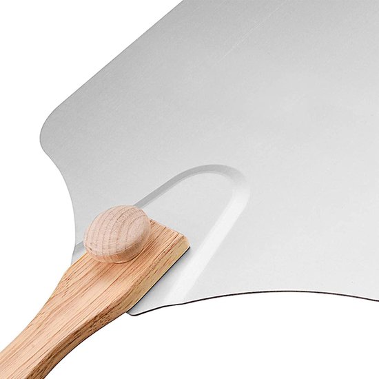 Cocoplus - Pizza Peel Paddle - Aluminium - Opvouwbaar Houten Handvat - Lifter - Professional - Geschikt voor Merk - Zilver - Metaal quat Pizza Pan - Cook Pizza's Like a Professional