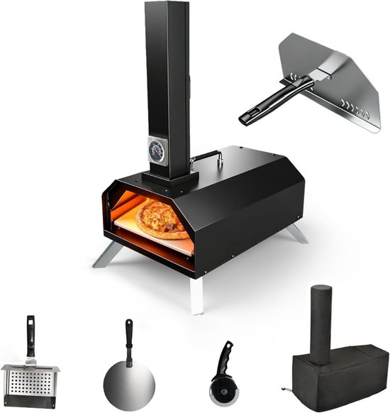 DnA® Pizza Oven Buiten - Pizzaschep - Pizzarette - Zwart - 55cm x 42cm x 33cm