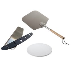 Pizza set Small - pizzasteen 26 cm, pizzaschep, pizzames
