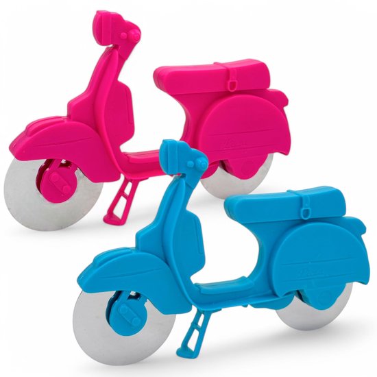 Dailygoods- Pizzasnijder trendy scooterdesign - Roestvrij Stalen Snijrollen - Vaatwasmachinebestendig - Standaard - Decoratief Keukenaccessoire - Makkelijk Snijden - Pizzaroller