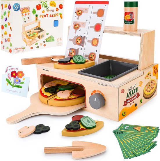 Pizza Speelset - Kinderkeuken Accessoires - Rollenspel - Houten Oven - 174 kg - Hout