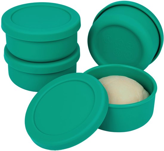 Dailygoods - Dailygoody - Pizza deegbak - Set van 4 - Silicone deegrijs bakken - 12 x 5,5 cm - Perfect voor brood en pizza - Makkelijk te reinigen - Geschikt voor ...