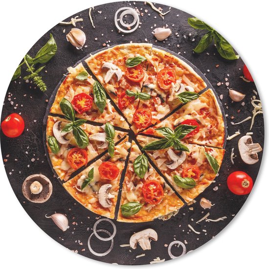Muismat rond 30x30 cm - Mousepad Pizza - Groente - Kruiden - Keuken - Industrieel - Ronde muismatten