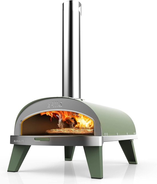 Pizzaoven Buiten - Compacte Pizzaoven - Pizza Bakken - Draaiplaat 360 Graden - 15 Liter Capaciteit - Eucalyptus