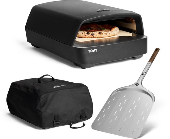 BURNHARD® Gas pizza oven voor buiten - Tony + Pizzaschep & Afdekhoes, draagbare 5,9 kW buitenoven voor pizza