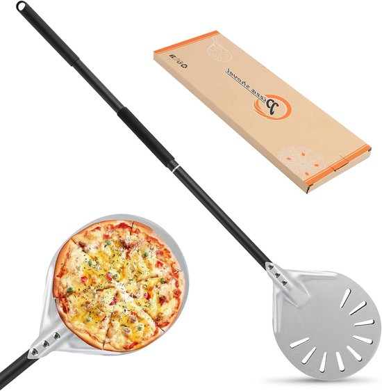 Pizzaschuiver Aluminium - Pizzaschep Pizza Peel - Pizza Bakken - Geperforeerd Oppervlak - 15 cm - Zilver