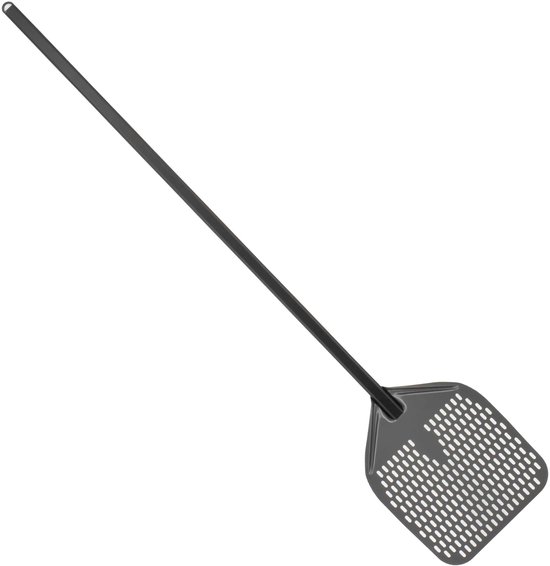 HCB® - Professionele antikleef Pizzaschep - Ø30 cm x 150 cm - Pizza schep van geperforeerd geanodiseerd aluminium - Lichte Pizzaspatel - Draaischep voor pizzaoven en bbq - 1 kg - 2262