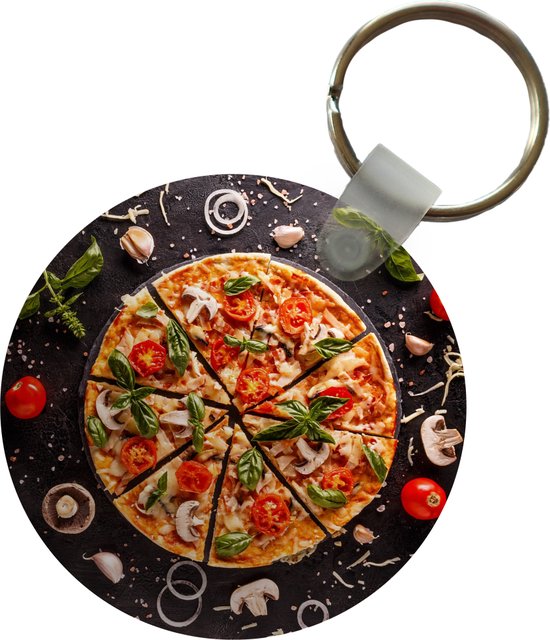 Sleutelhanger - Pizza - Groente - Kruiden - Keuken - Industrieel - Plastic - Rond - Uitdeelcadeautjes