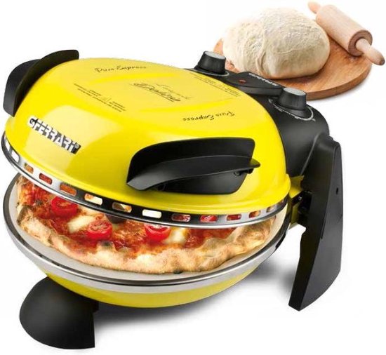 G3 Ferrari Delizia Yellow Pizza Oven – Elektrische Pizza Maker 1200W – Tot 400°C – Pizzasteen Ø31 cm – Timer met Geluidssignaal – Dubbele Verwarming – Inclusief Pizzaschep – Geel