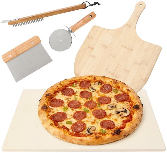 Dailygoods- Pizzasteen voor Oven - 8 Stuks Accessoires - Pizzasteen BBQ - Pizzasteen Kamado - Pizzasteen Cordieriet - Geschikt voor Pizza's - Pizzaaccessoires
