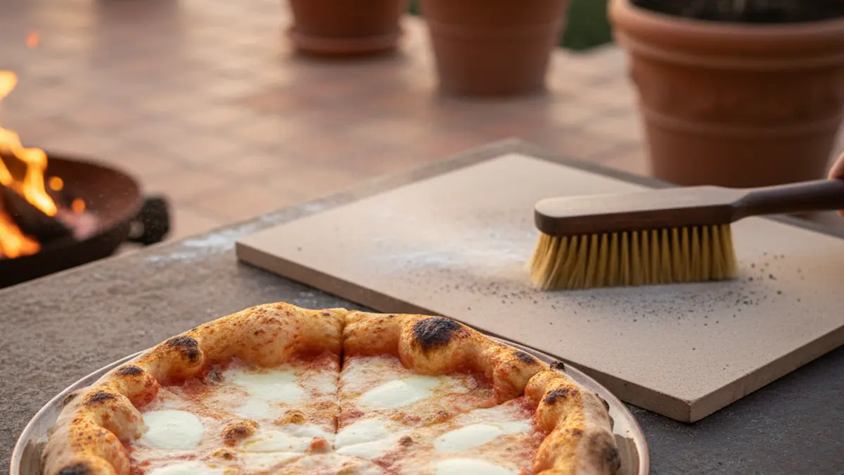 Pizza inschieten in een elektrische pizzaoven met een pizzaschep