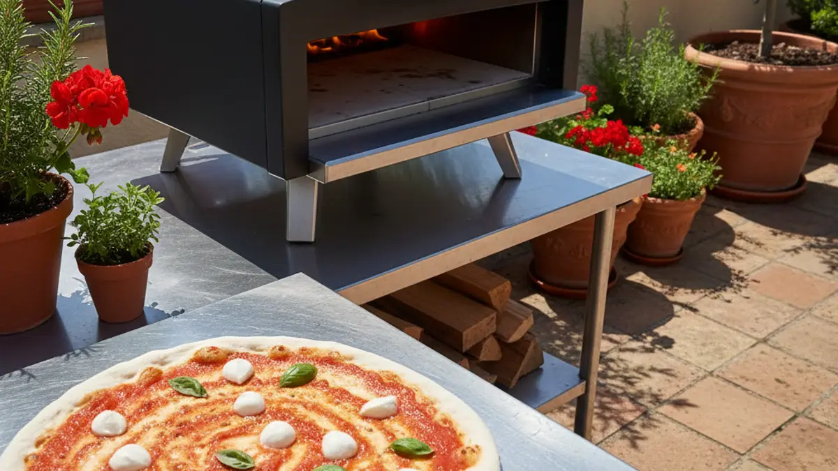 Temperatuur van de pizzasteen meten met een infrarood thermometer