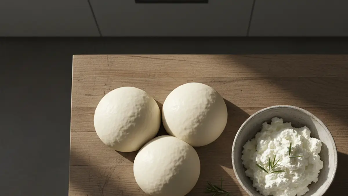 Verse ingrediënten voor pizza bianca met ricotta en rozemarijn