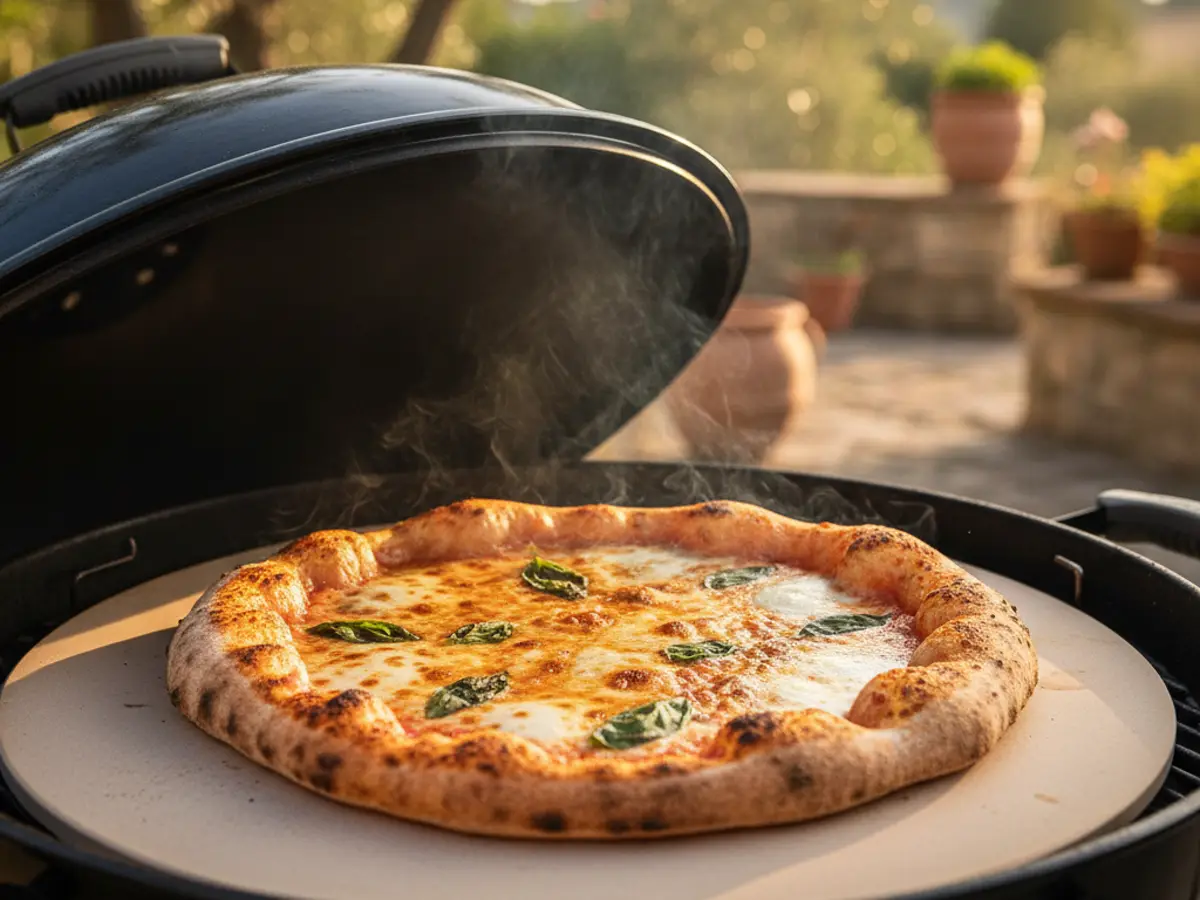 Pizza bakken met een weber pizzasteen