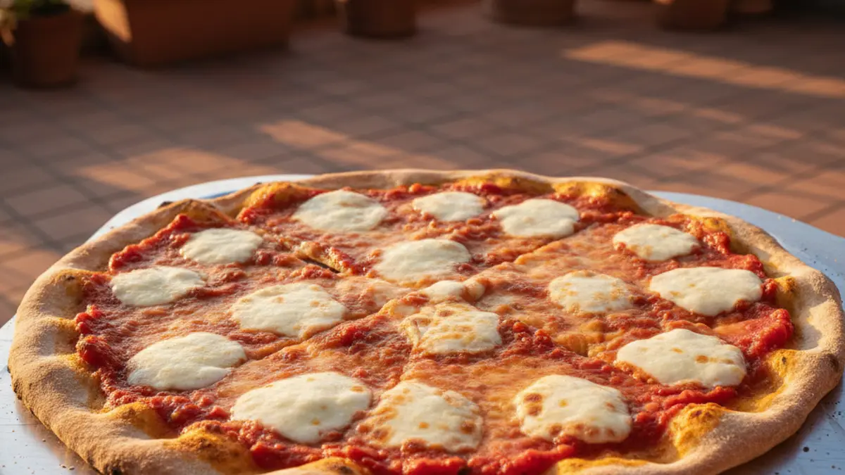 Pizzabodem zonder gist belegd met tomatensaus en mozzarella
