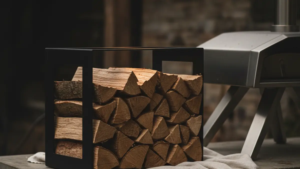 Gasgestookte pizzaoven met regelbare vlam op een tuintafel