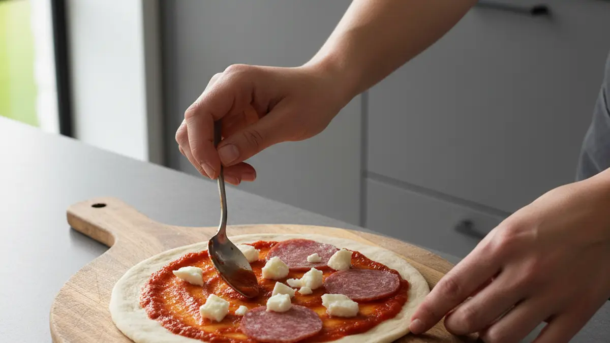 Minipizza met geitenkaas peer en walnoten