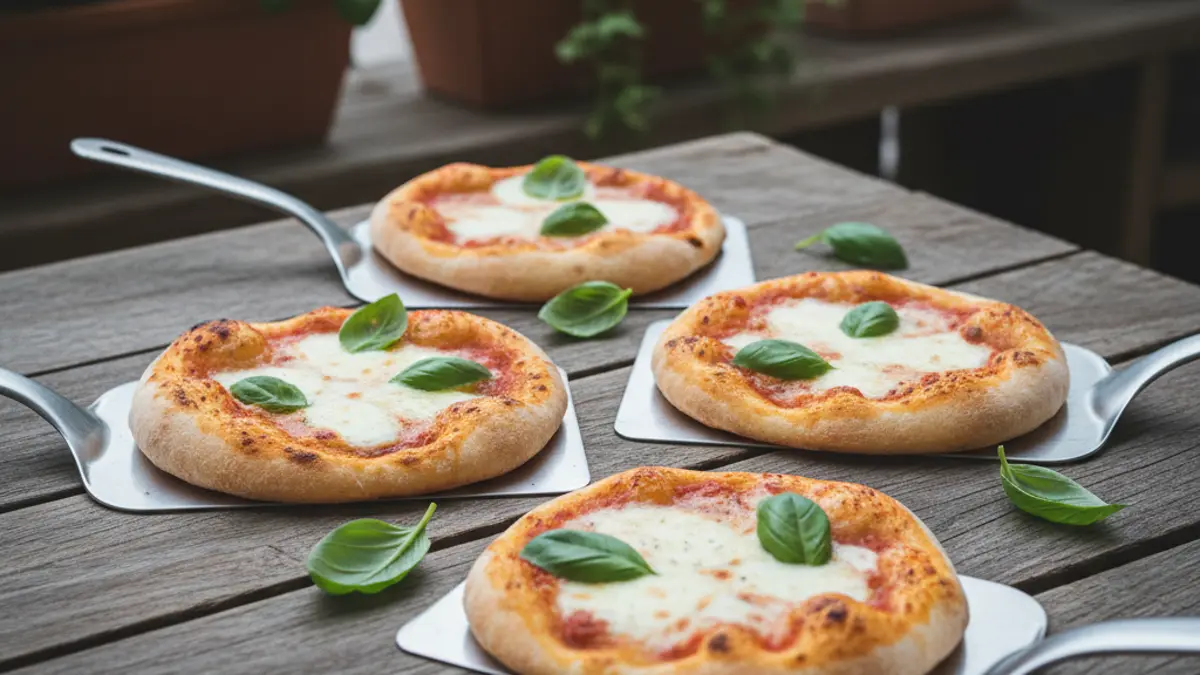 Vers gebakken knapperige minipizza's met gesmolten kaas